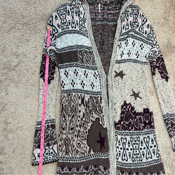Free People Americana Bandana Hooded Long Duster Cardigan Sweater Size Medium - Picture 12 of 15